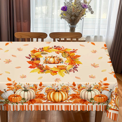 Fall Thanksgiving Pumpkin Maple Leaves Tablecloth for Table Decor Autumn Harvest Floral Kitchen Dining Table Cloth Wedding De