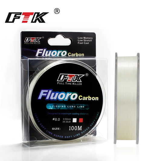 FTK 100M Fluorocarbon Coating Fishing Line 0.14mm-0.5mm 4.13LB-34.32LB Carbon Fiber Monofilament Line Carp Fishing Sinking Li
