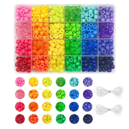 Pony Beads for Friendship Bracelet Making Kit 24 Colors Kandi Beads Set, 720pcs Plastic Rainbow Bulk and 980pcs Letter Beads 