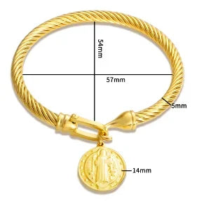 Fashion Simple Stainless Steel 3 Crystal Bracelet Bangle - B5 Gold