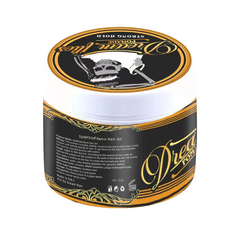 Vintage Style Hair Pomade for Men - Strong All Day Hold, Classic Shine & Slick Back Look, Water-Based, Non-Greasy