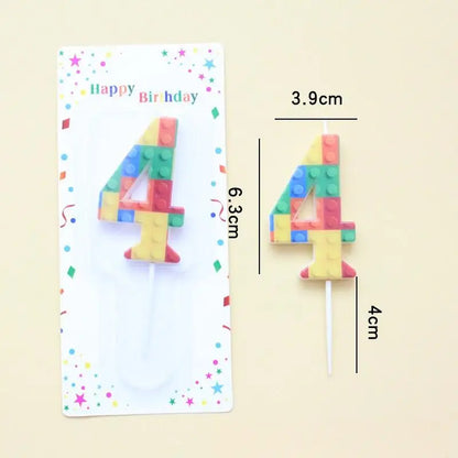 New Building Block Number 0-9 Candle 1PC Color Building Block Shaped Digital Candle Cake Decoration Birthday Baking Decor Plu