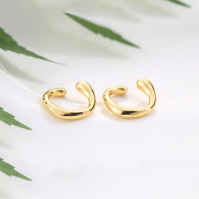 Fake Piercing Earcuff Double Circle Ear Cuff Faux Earrings for Women Man Hiphop Vintage Cuffs Earclips Accessories Korean Fas