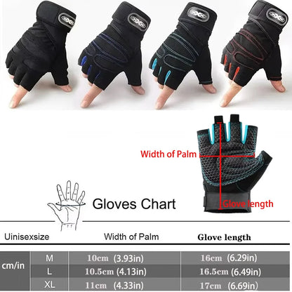 Gym Gloves for Men Women Fitness Weight Lifting Wristband Gloves Body Building Training Sports Exercise Cycling Glove Shockpr