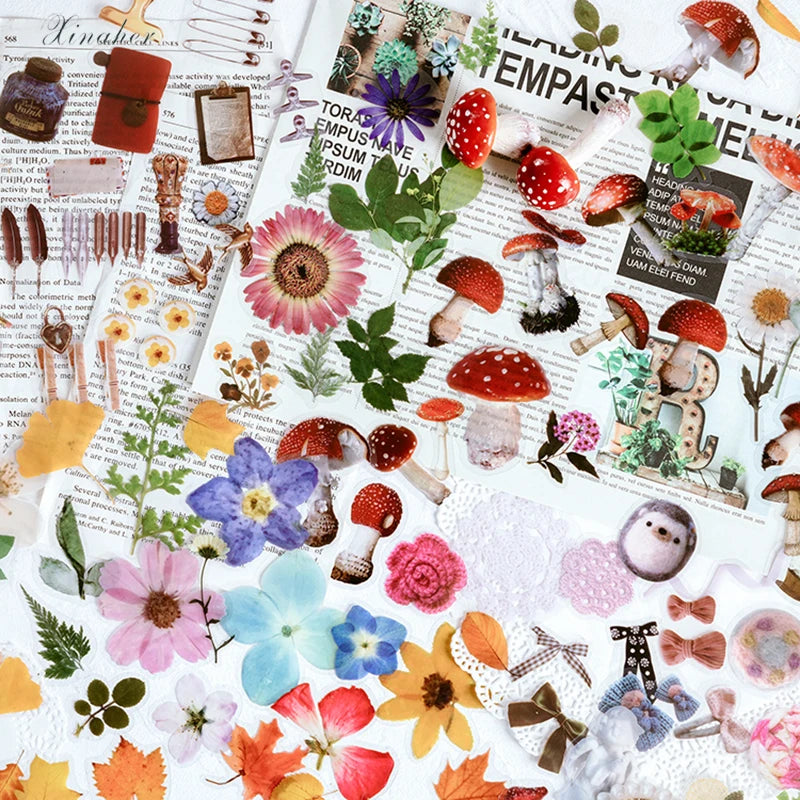 40pcs/bag Vintage Ginkgo leaves flowers PET sticker package DIY diary decoration sticker album scrapbooking