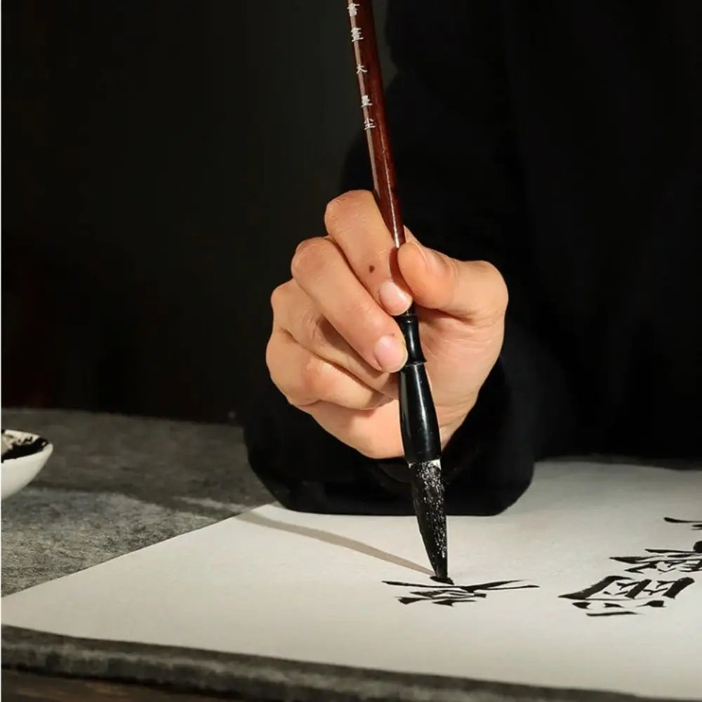 Traditional Chinese Calligraphy Brush Oil Painting Wolf Hair Scriptures Writing Brush Oil Watercolor Wood Art Paint Brush
