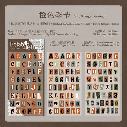 Journal GO 2pcs English Alphabet Number Symbol Stickers Vintage Scrapbook Aesthetic Journaling Supplies Kit Retro Letter Stic