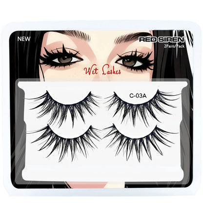 Cosplay False Eyelashes 2Pairs/Pack Wet Strip Lashes With Spikes New Woman Makeup Manga Lashes - C-03A