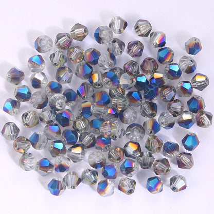 100Pcs 4MM Glass Bicone Shaped Beads Faceted Crystal Beads for Jewelry Making Bracelet Necklace Earrings DIY Beading