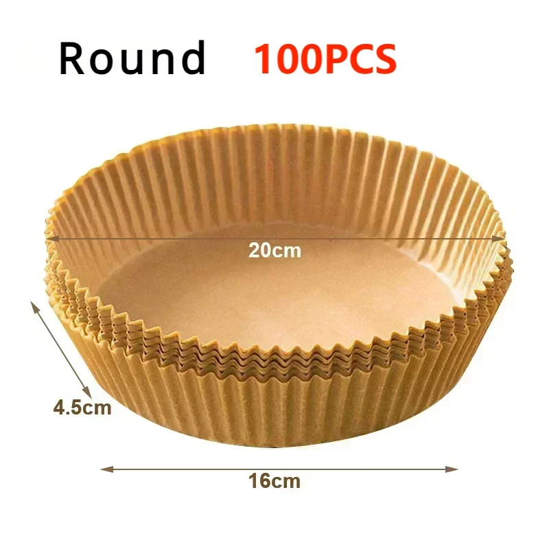 100 Air Friyer Liners Paper Square Round Parchment Disposable Paper Liner for Air Fryer Roasting Non-Stick Baking Accessories