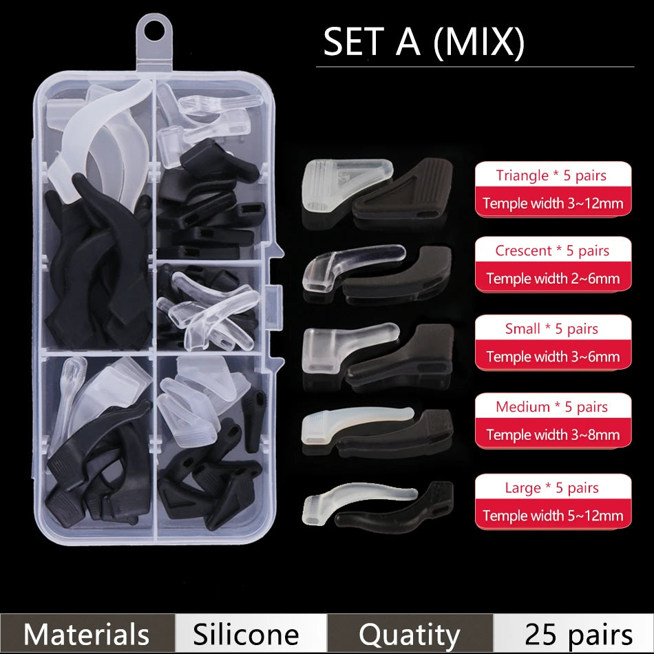 Ear Grip Hooks Anti-slip Holder Glasses Sunglasses Silicone Ear Hook Set For Eyeglasses Eyewear Accessories - Set A Mix