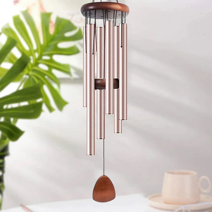 Classic 26 Inch Aluminum Pipe Wind Chimes With Wooden Hanging Tag Farmhouses Terraces Gardens Balcony Corridor Decoration