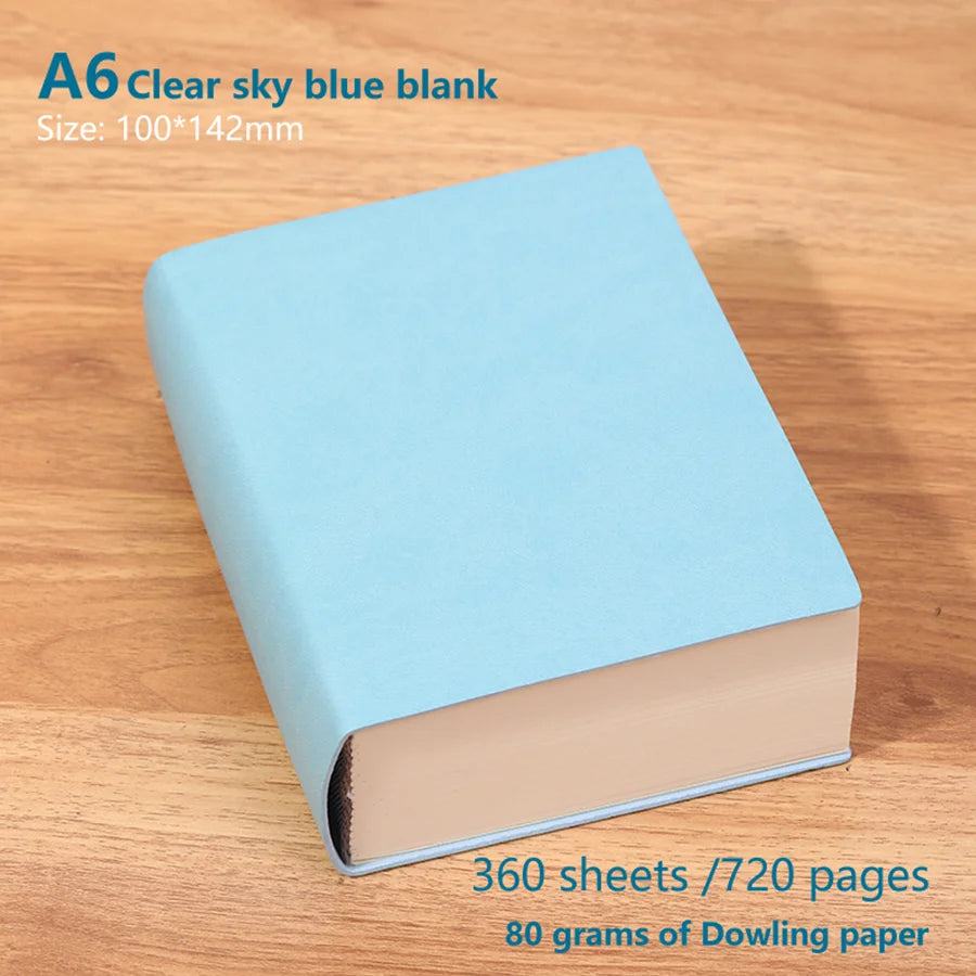 720 page blank inner notebook, soft synthetic leather surface, minimalist drawing book,ultra thick notebook, small and fresh 