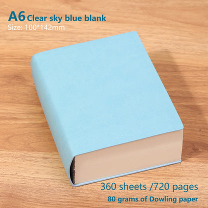 720 page blank inner notebook, soft synthetic leather surface, minimalist drawing book,ultra thick notebook, small and fresh 