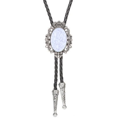 Bolo Tie Western Cowboy Opal Rodeo Leather Necktie
