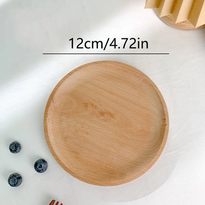 Wheat Stalk Tray Tableware Round Dessert Plate Japanese-Style Durable Heat Resistant Tray Coffee Tea Solid Wood Plate Tray - 