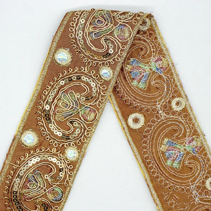 2/5/10Yards 5cm Sequins Embroidery Lace Trim Jacquard Ribbon Webbing Clothes Dress Decoration Trimming Sewing Craft Accessori