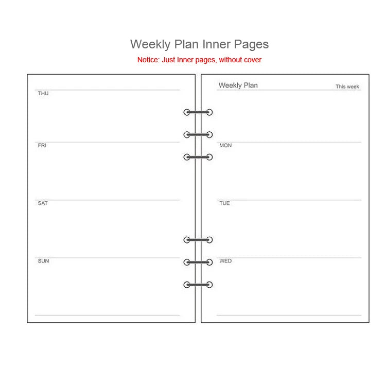 A5 A6A7 45 Sheets Loose Leaf Notebook Refill Spiral Binder Inner Page Weekly Monthly To Do Line Dot Grid Inside Paper Station