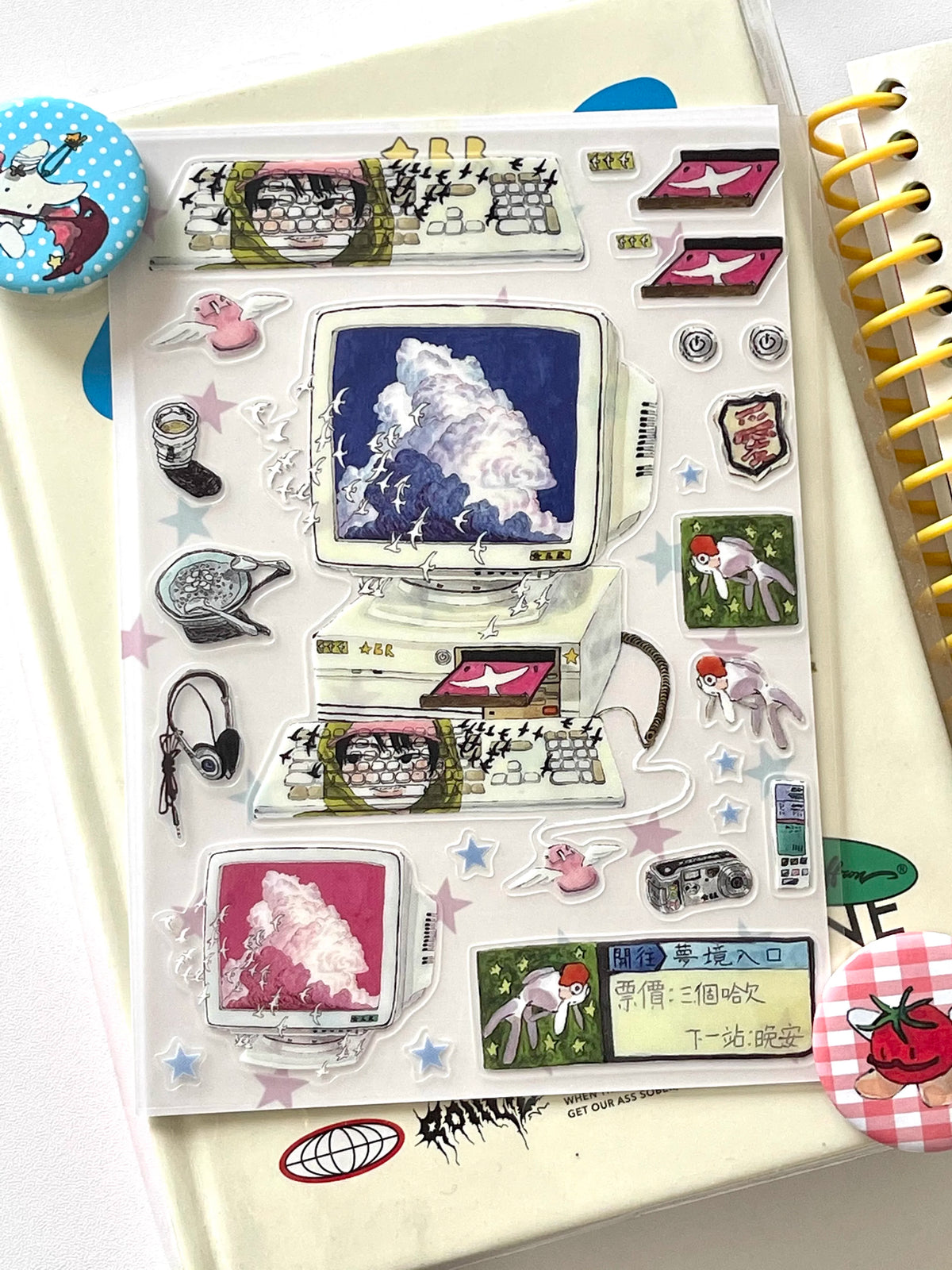 Exquisite Hand-Drawn Dreamcore Stickers Retro Comic Character Design, Rare Craft Materials for Scrapbooking & DIY Art