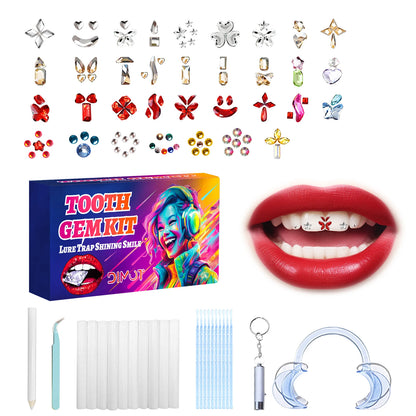 DIY Teeth Gems Kit With Glues And Light Teeth Anti-drop Clear Precious Stone Jewelry Decoration Glittering Tooth Jewelry Kit