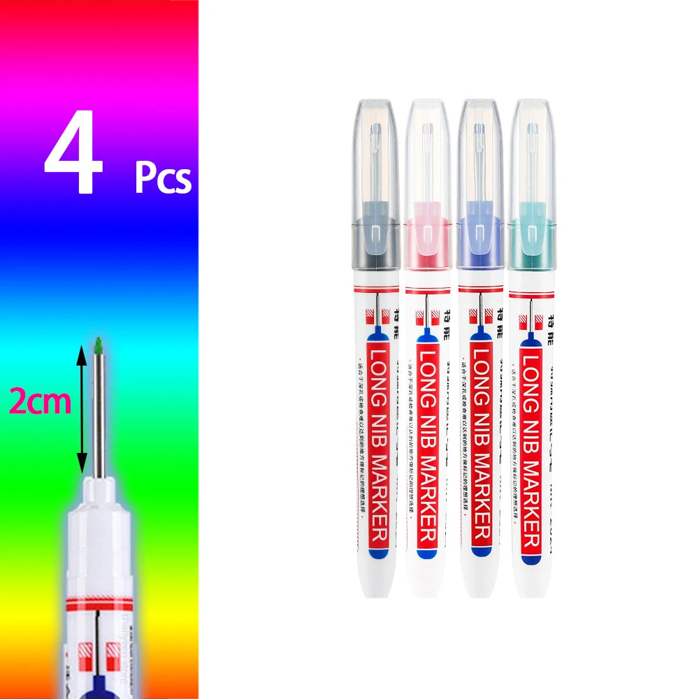 4-80Pcs 2cm Waterproof Long Head Markers Deep Hole Marker Pen for Metal Carpenter Red/Black/Blue/Green Ink Woodworking Tools 
