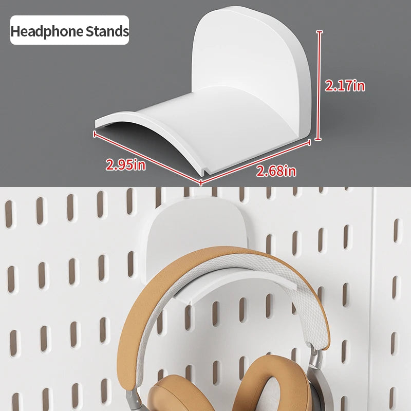 Home Study Storage Pegboard: Suitable for Displaying Figurines, Desk-Top Standing & Clip-On Storage for Furniture Items - Whi