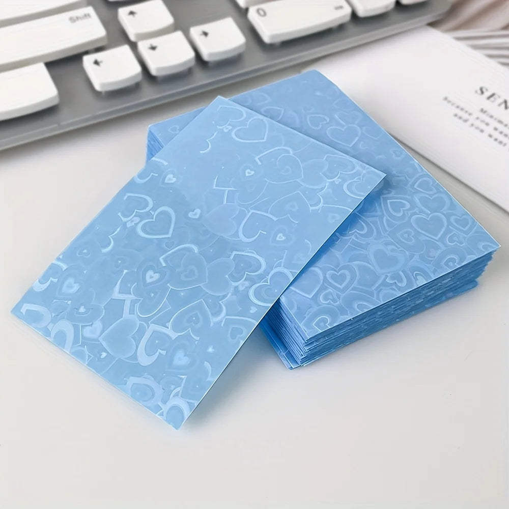 50pcs laser heart-shaped pattern card protective film, photo protection cover, suitable for ID cards, student cards，game card