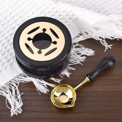 1/2/3pcs Wax Seal Set Wood Wax Melting Lacquer Furnace With /Spoon/Handle Wax Bead Melting Heater Wax Pot Heater For Stamp Cr