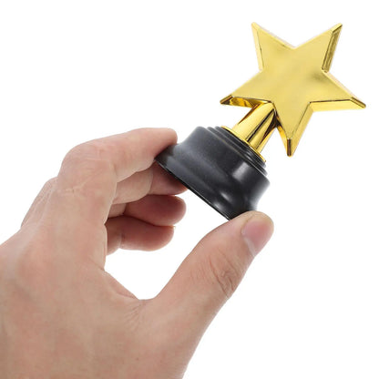 6pcs Mini Gold Star Trophies - Party Favors and Game Prizes for Kindergarten Graduations, Competitions and Rewards