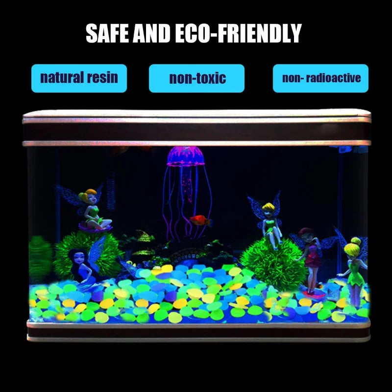 New Luminous Stones Glow in The Dark Pebbles Stones Fluorescent Rocks for Fish Tank Aquarium Aquatic Landscape Home Decor 1cm