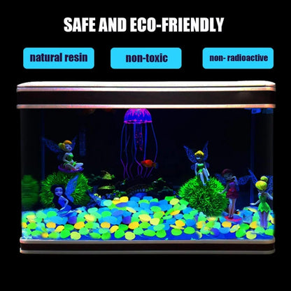 New Luminous Stones Glow in The Dark Pebbles Stones Fluorescent Rocks for Fish Tank Aquarium Aquatic Landscape Home Decor 1cm