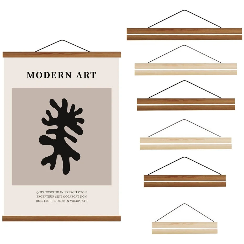 8 Colors 30 40 50cm Magnatic Poster Hanger Teak Wood Black White Photo Frame Canvas Painting Frame Gold Black Walnut Wall Fra