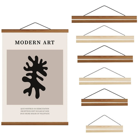8 Colors 30 40 50cm Magnatic Poster Hanger Teak Wood Black White Photo Frame Canvas Painting Frame Gold Black Walnut Wall Fra