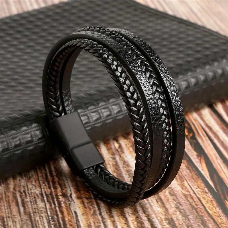 Classic Men's Leather Bracelet New Style Hand-woven Multi-layer Combination Accessory Fashion Man Jewelry