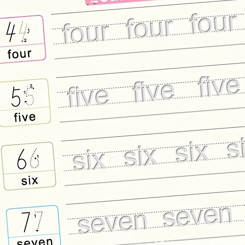 4pcs/set Reusable Children 3D Copybook for Calligraphy Numbers Handwriting Learning Math Book Writing for Kids Toys