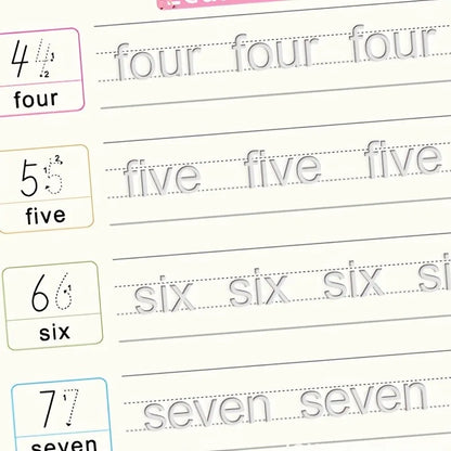 4pcs/set Reusable Children 3D Copybook for Calligraphy Numbers Handwriting Learning Math Book Writing for Kids Toys