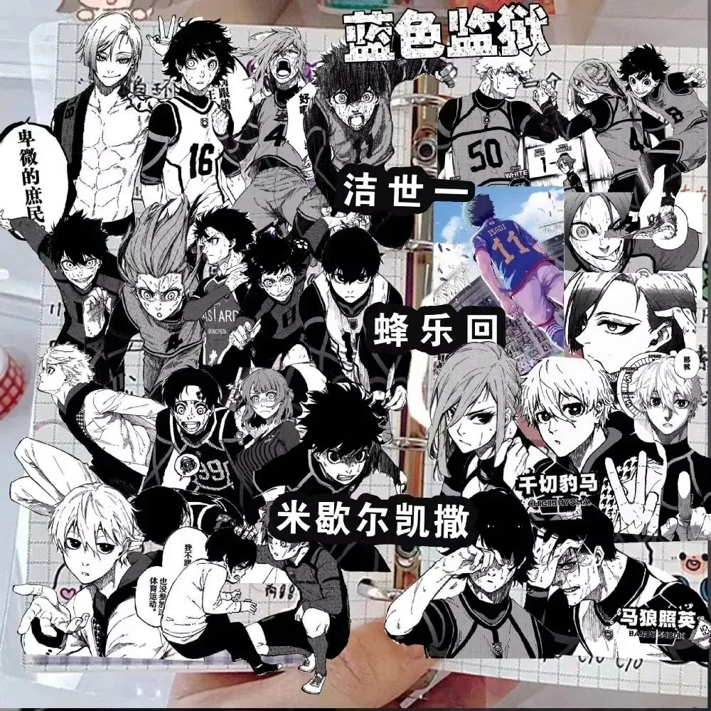 70Pcs Manga Style Blue Lock Black White Anime Sticker Nagi Seishiro Bachira Meguru Stickers Luggage Laptop DIY Sticker Toy