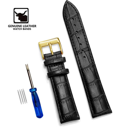 Premium Genuine Leather Watchbands 12/14/16/18/19/20/21/22/24 mm Watch Band Strap Wrist Belt Bracelet + Tool
