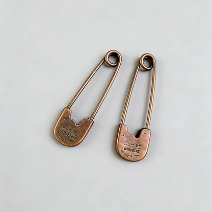 Vintage-Style Letter Safety Pins - Durable Copper, Decorative Shawl Pins for Clothing and Crafts