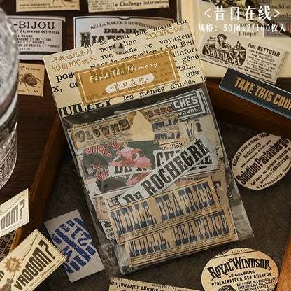 100 pcs Vintage Decorative Stickers pack Diy Diary Album Scrapbooking Collage material hand made junk journal supplies - 8