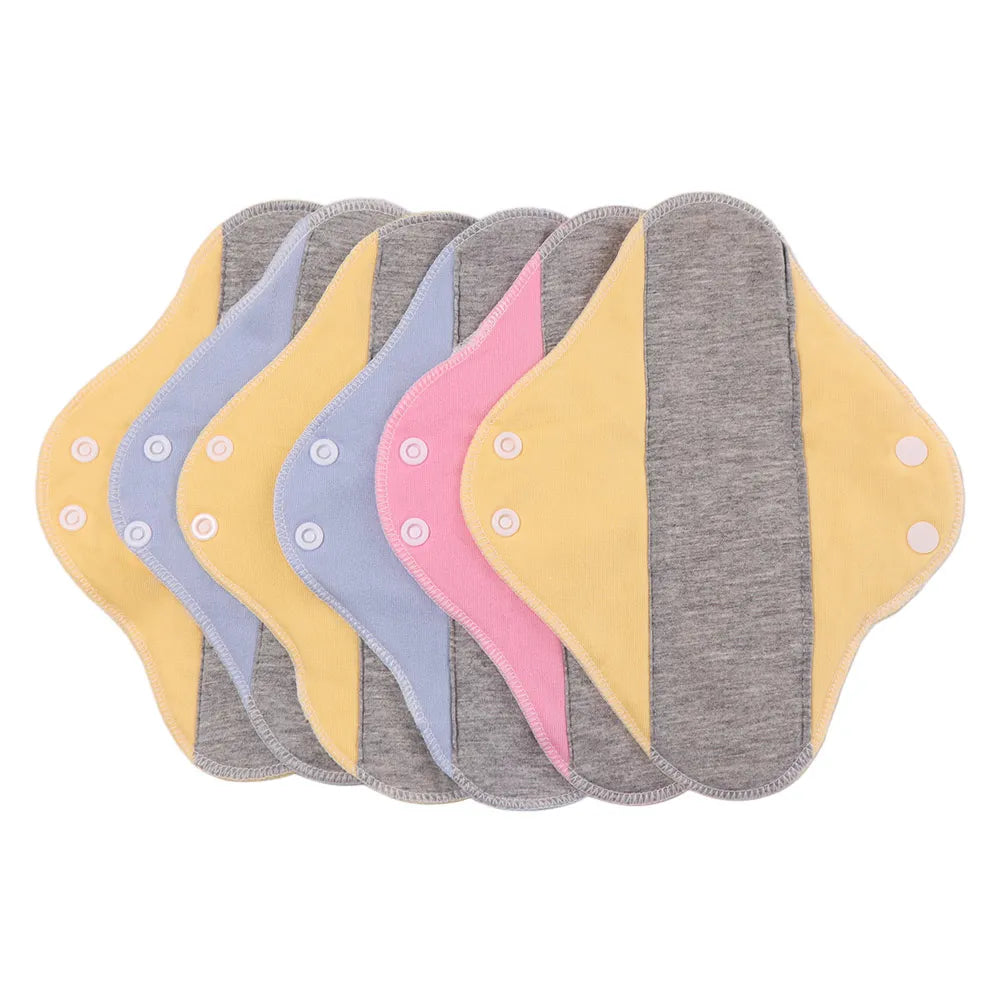 6Pcs Diaper Washable Menstrual Cloth Pads Reusable Graphene Sanitary Napkin Soft 23CM Nursing Pad for Women Pantyliner - 6Pcs