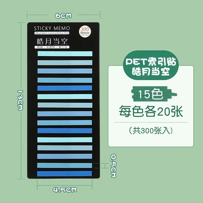 300Pcs Color Translucent Strips PET Index Sticker Note Highlight Mark Stickers Subjects Bookmarks Student Stationery Sticky N