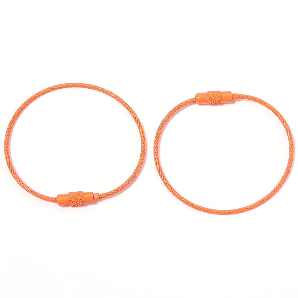 10pcs/lot Stainless Steel Wire Keychains Colorful Round Cable Loop Screw Lock Rope Rings For DIY Keyrings Key Chains Accessor