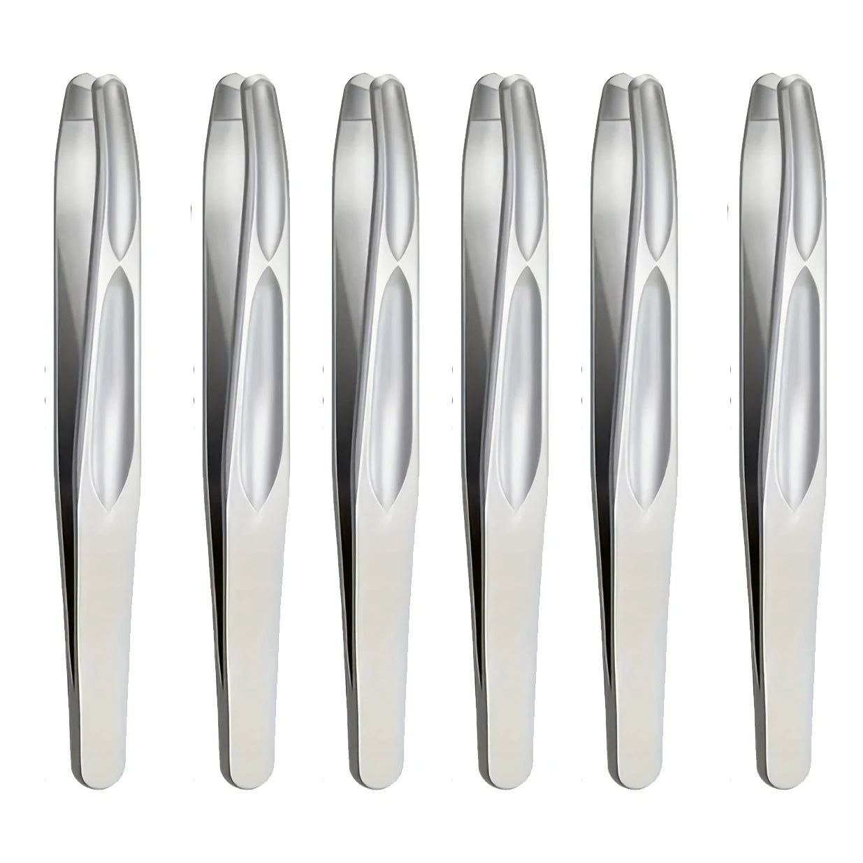 Premium Round Head Tweezers for Eyebrow & Facial Hair Removal Seamless Clips Short Hair Precision Beard Clip - Silvery 6pcs