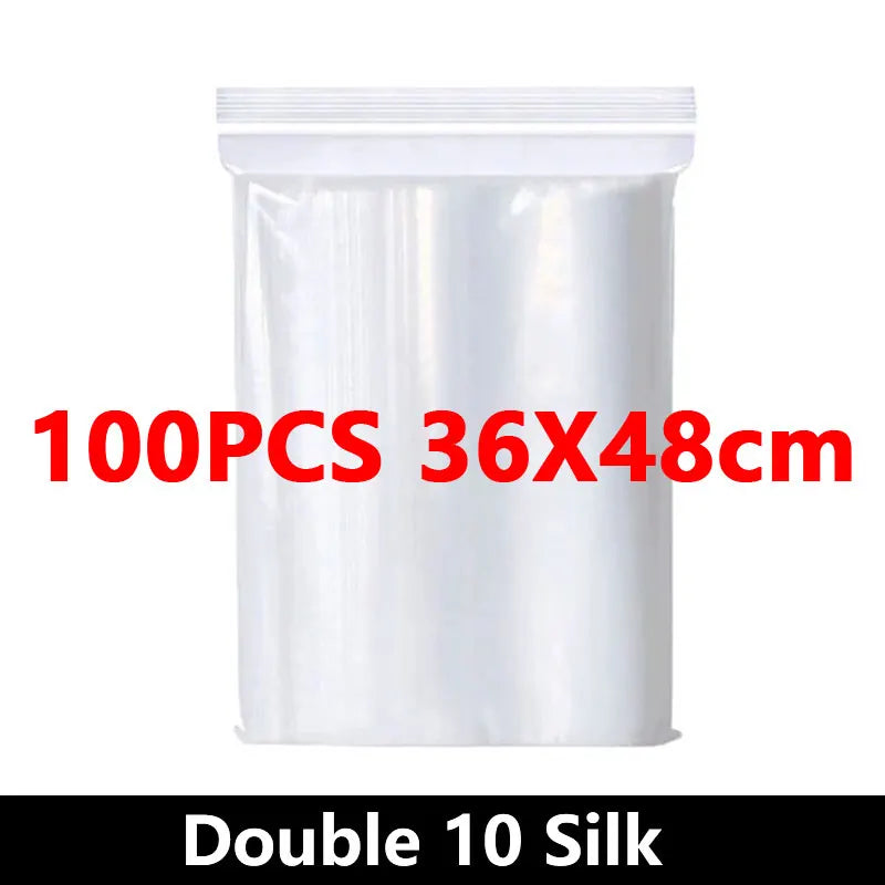 100Pcs Thicken Zipper Sealed Bags Clear Plastic Storage Bag for Small Jewelry Food Packing Reclosable Ziplock Sealing Bags - 