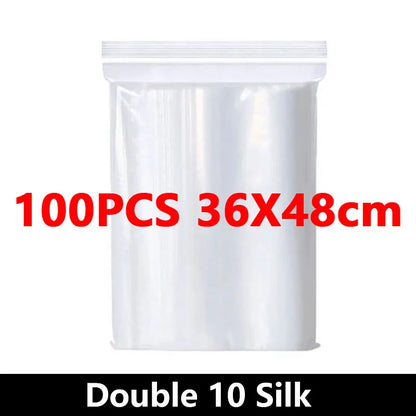 100Pcs Thicken Zipper Sealed Bags Clear Plastic Storage Bag for Small Jewelry Food Packing Reclosable Ziplock Sealing Bags - 