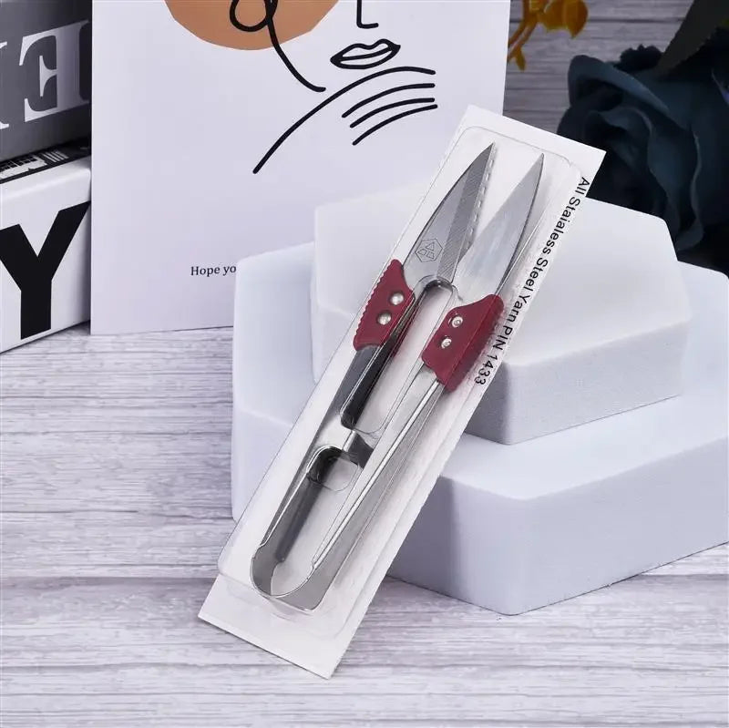 Stainless Steel Yarn Shears Cutting Sewing Scissors Shears Cross Stitch Scissors Embroidery Scissor U Thread Scissors for Fab