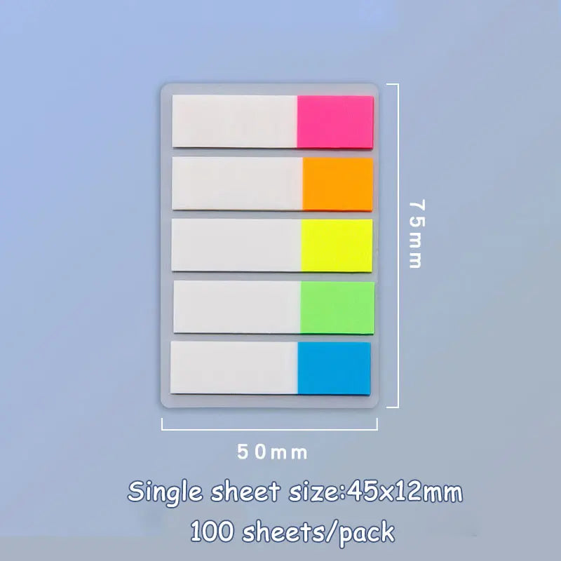JCD 100 200 Sheets Sticky Notes Memo Pad Notes Index Transparent Post Stickers Bookmarks Notepad School Office Supplies - C