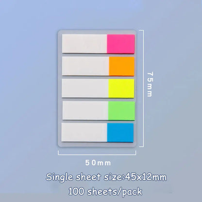 JCD 100 200 Sheets Sticky Notes Memo Pad Notes Index Transparent Post Stickers Bookmarks Notepad School Office Supplies - C