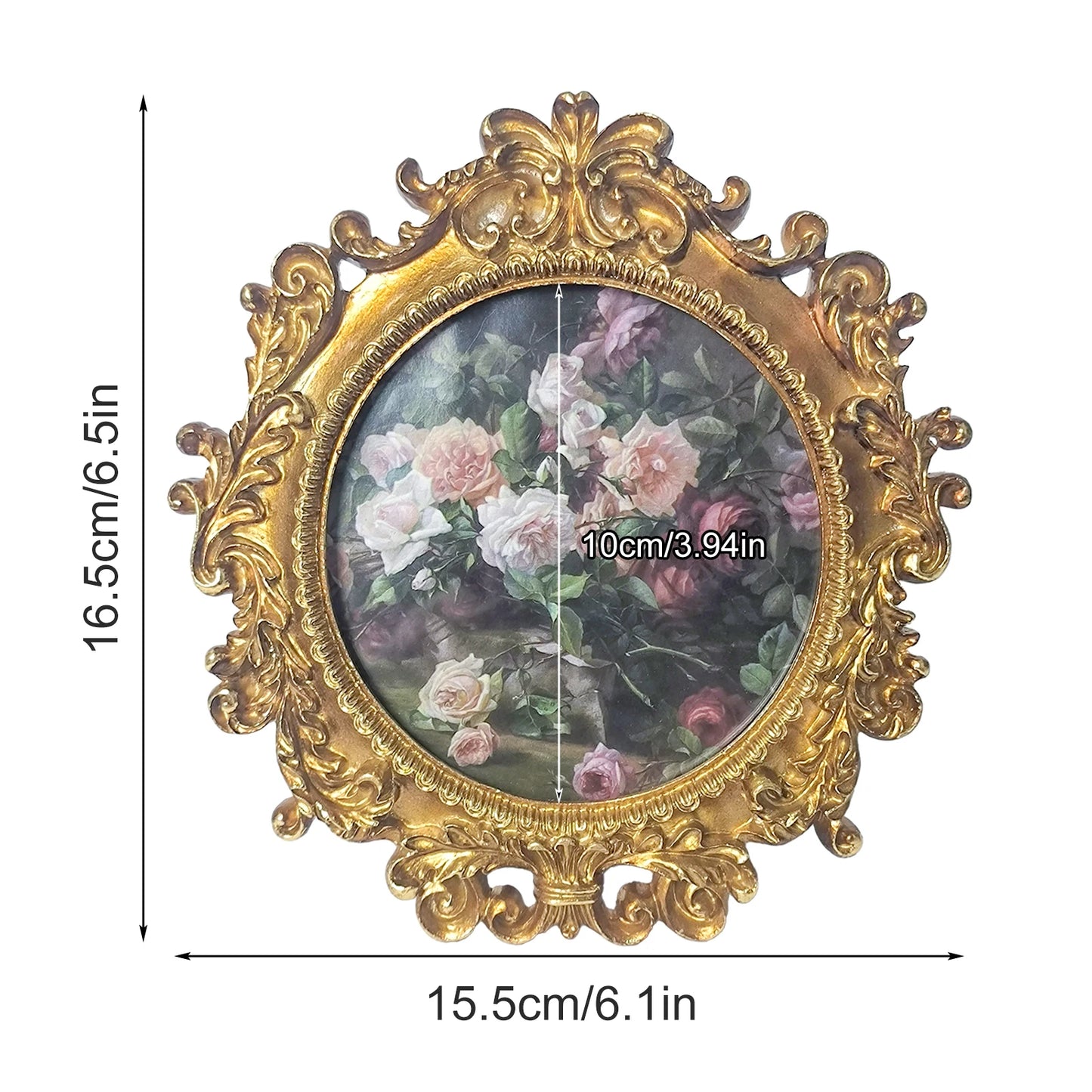 1pc Vintage Picture Frame Luxury Ornate Antique Picture Photo Frame Vertical Wall Tabletop Decor Fashioned Art Decor Frame Go